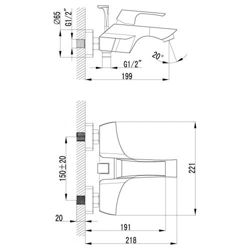 Смеситель для ванны Lemark Unit (LM4502C) фото 3