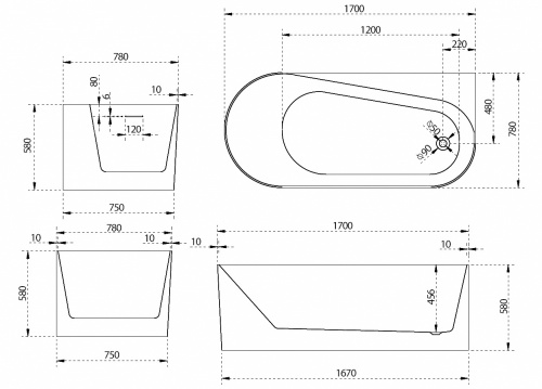 Акриловая ванна ABBER AB9496-1.7 R фото 6
