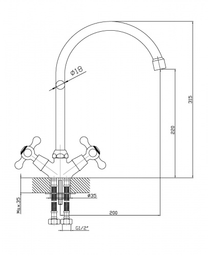 Смеситель для кухни Orange Classic Pro M72-000cr фото 6