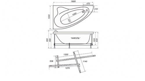 Акриловая ванна Тритон Николь R/L (160х103) фото 3