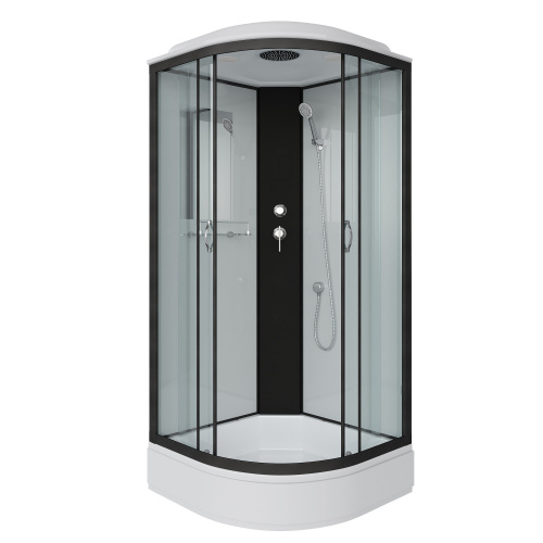 Душевая кабина Niagara NG-6701-14 (900х900х2150) низкий поддон(26см) стекло ПРОЗРАЧНОЕ черные профиля 4 места