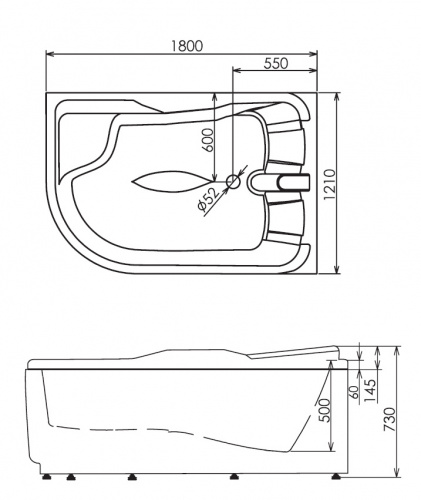Акриловая ванна Gemy G9083 B R фото 6