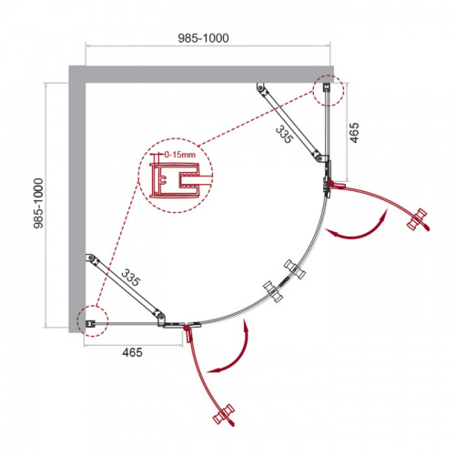 Душевой уголок BelBagno KRAFT-R-2-100-C-Cr фото 2