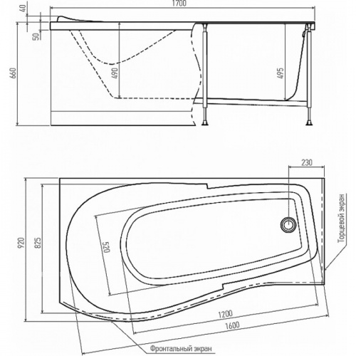 Акриловая ванна Alex Baitler Orta 170х90 левая пустая фото 5