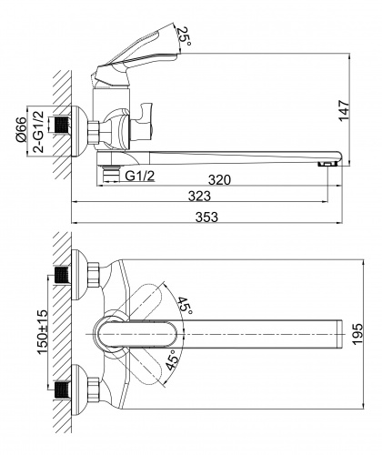 Смеситель для ванны D&K Venice Rialto (DA1063301) фото 6