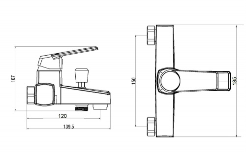 Смеситель для ванны/душа OneLife P02-100b полимерный фото 2