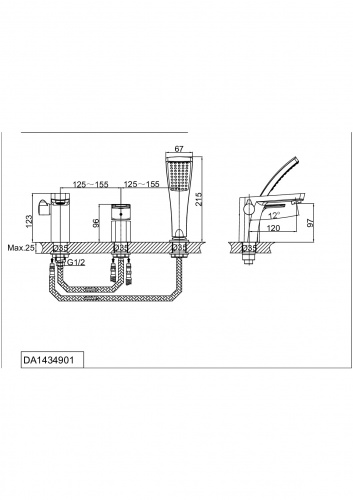 Смеситель для ванны D&K Berlin Freie (DA1434901) фото 2
