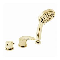 D475.5PZ DUNAJ смеситель каскадный на 3 отверстия залив воды через слив-перелив, ЦВЕТ ЗОЛОТО RAV Slezak