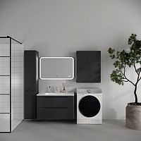 Тумба подвесная STYLE LINE "Марелла 90" (2 ящ.) Люкс Плюс антискрейтч графит с раковиной Марелла Люкс 900х400
