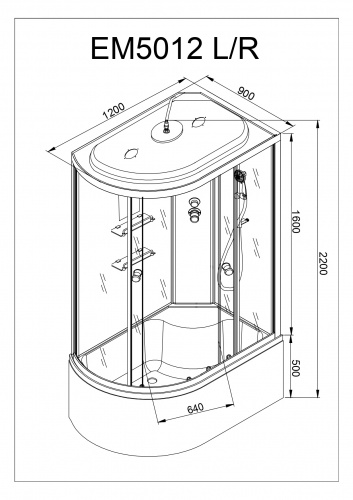 Душевая кабина AvaCan EM 5012 R с гидромассажем фото 19
