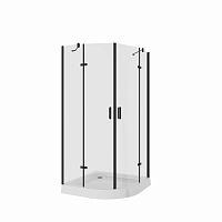 Душевое ограждение Niagara NG-6815-08 BLACK (90*90*190) полукруг, двери распашные, 1 место