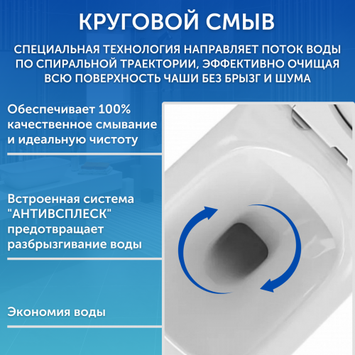Унитаз подвесной Alicaness Juse S P1008 безободковый,сиденье микролифт фото 8