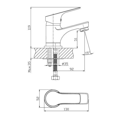 Смеситель для раковины Orange Dia M45-021cr фото 2