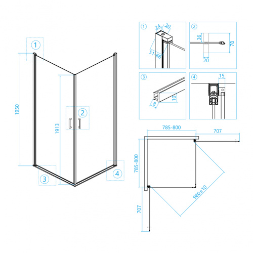 Душевой уголок RGW LE-30 Прозрачное 800x800 фото 3