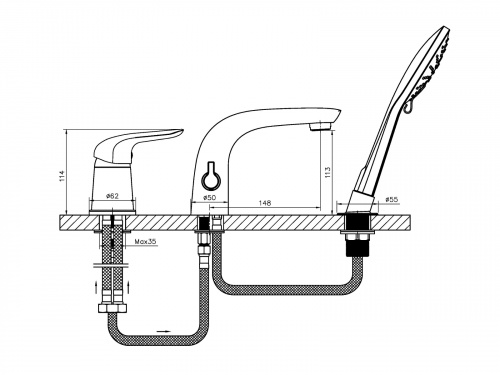 Смеситель для ванны/душа Agger A3333300 на борт ванны фото 2