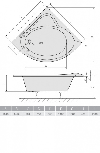 Акриловая ванна ALPEN Sirius 130 фото 2