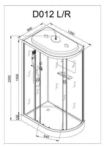 Душевая кабина AvaCan D012S L с электрикой фото 22