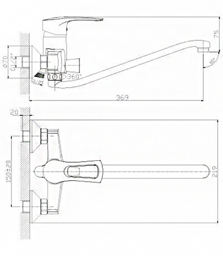 Смеситель для ванны Rossinka T (T40-34) фото 2