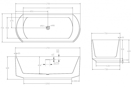 Акриловая ванна ABBER AB9488-1.7 фото 6
