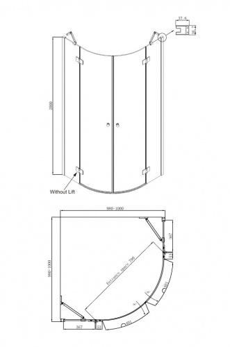 Душевое ограждение Ambassador Diamond 12011102 (1000x1000x2000), 1 место фото 10