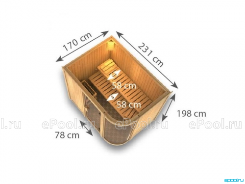 Финская сауна Mountfield Parima 4, размер 170x231x198 см фото 4 Финская сауна Mountfield Parima 4, размер 170x231x198 см фото 4