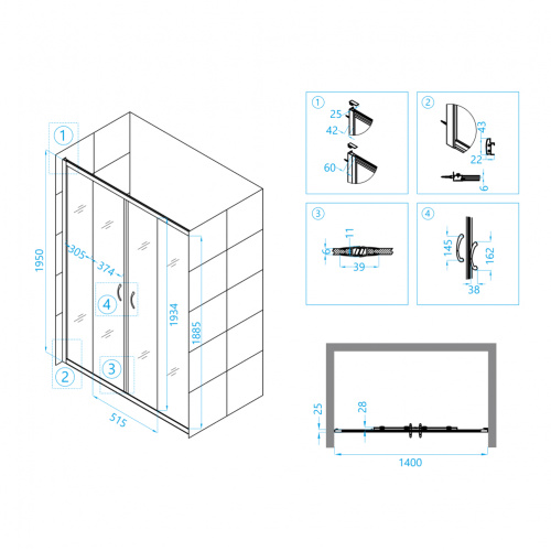 Душевая дверь RGW PA-11 Матовое-Сатинат 1400 фото 4