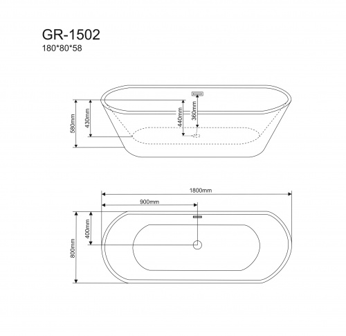 Ванна отдельностоящая Grossman GR-1502 (180x80x58) GROSSMAN 1 место фото 4