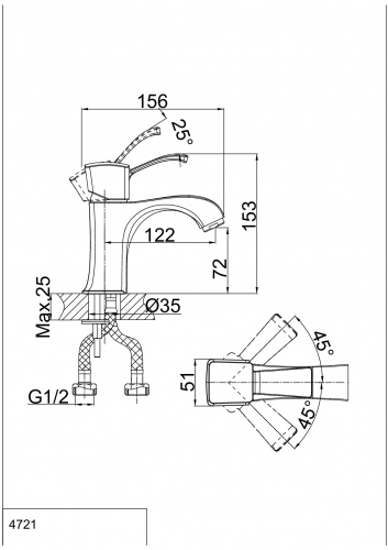 Смеситель для раковины D&K Rhein Bach (DA1472101) фото 2