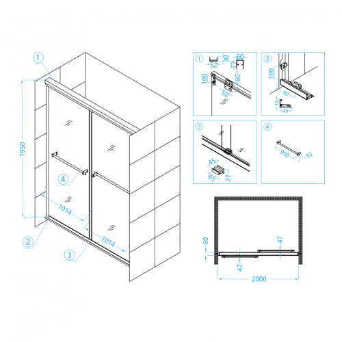 Душевая дверь RGW TO-10 Матовое-Сатинат 2000 фото 2
