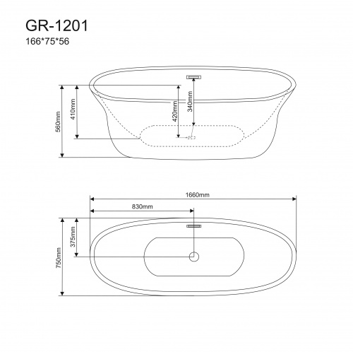Ванна отдельностоящая Grossman GR-1201 (166x75x56) GROSSMAN 1 место фото 4