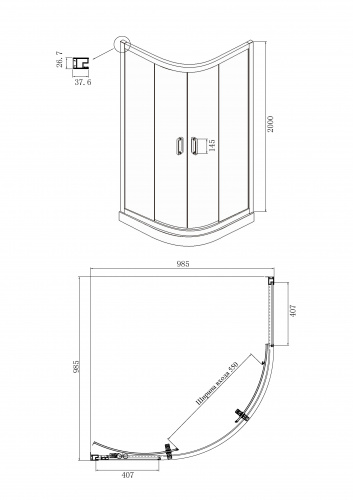 Душевое ограждение Ambassador Royal 18015305 (1000x1000x2000), 1 место фото 4