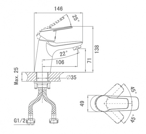 Смеситель для раковины D&K Bayern Arbeo (DA1242101) фото 2
