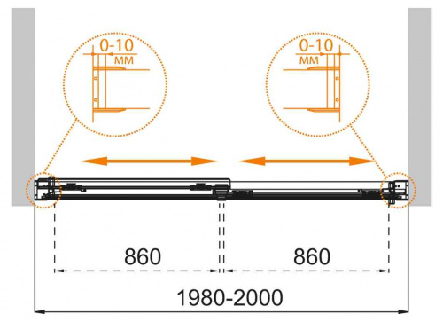 Душевая шторка на ванну CEZARES TANDEM-SOFT-VF-2-200/145-C-Cr-IV фото 3