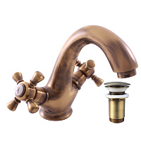 MK329.5SM MORAVA RETRO - смеситель классический для умывальника, донный клапан, ЦВЕТ БРОНЗА RAV Slezak