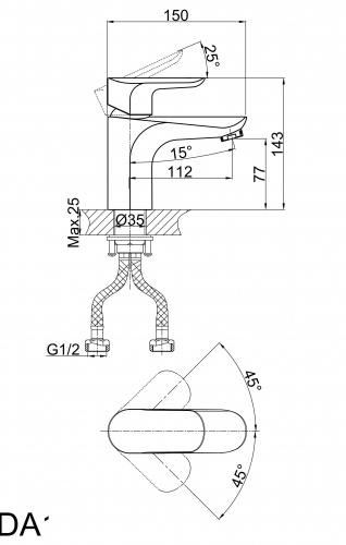 Смеситель для раковины D&K Venice Baciano (DA1032101) фото 2