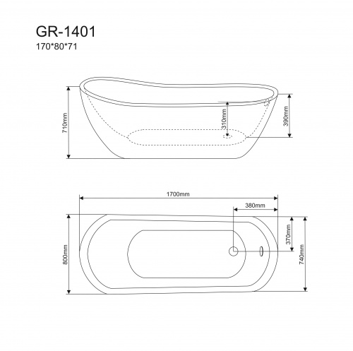 Ванна отдельностоящая Grossman GR-1401 (170x80x71) GROSSMAN 1 место фото 4