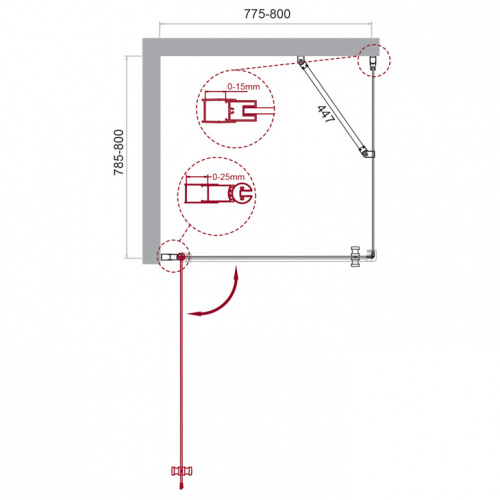 Душевой уголок BelBagno ETNA-A-1-80-C-Cr фото 2