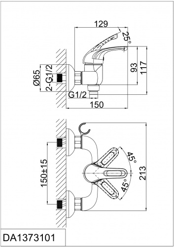 Смеситель для душа D&K Rhein Eucharius (DA1373101) фото 2