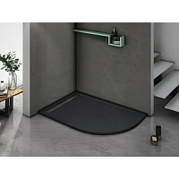 WeltWasser WW TRR 12080 STONE-BL L Черный. Размер 1200х800х30 мм Душевой поддон+СИФОН (2 кор.)