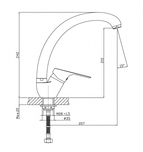 Смеситель для кухни Orange Dia M45-002cr фото 6