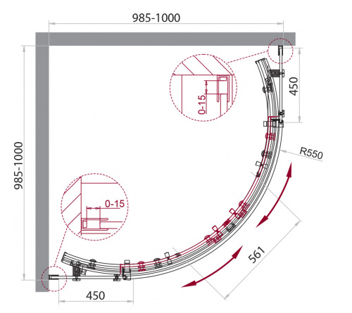 Душевой уголок BelBagno ACQUA-R-2-100-C-NERO фото 3