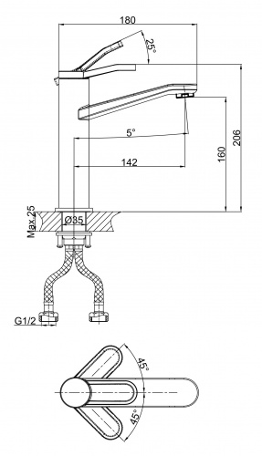 Смеситель для раковины D&K Venice Rialto (DA1062641) фото 2