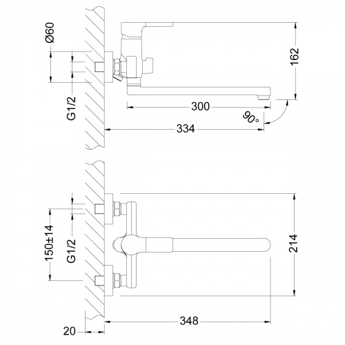 Смеситель для ванны Lemark Aura (LM0651C) фото 4