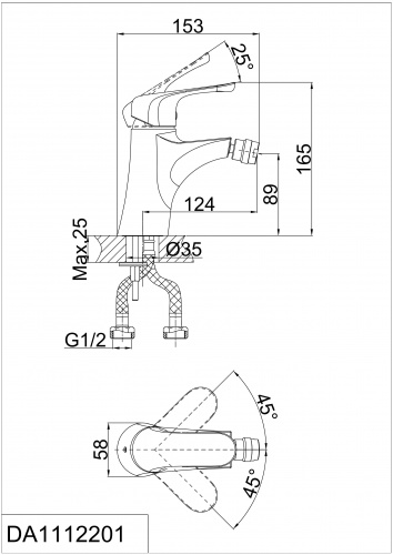 Смеситель для биде D&K Bayern.Wurzburg (DA1112201) фото 2