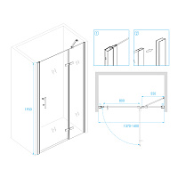 Душевая дверь RGW PA-07B R Прозрачное 1400