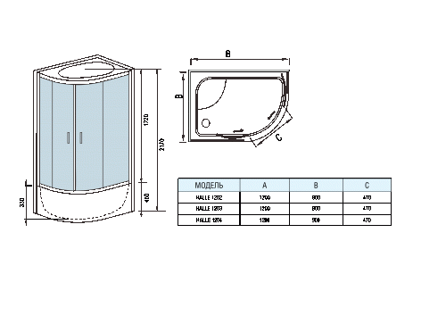 Душевые кабины WeltWasser HALLE 1203 L/R 1200х900х2170 мм фото 10