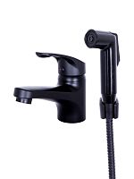 OneLife P01-022b полимерный смеситель для раковины с гигиеническим душем, черный
