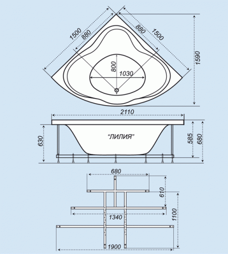 Акриловая ванна Тритон Лилия (150х150) фото 3