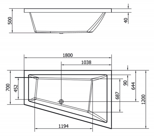 Акриловая ванна ALPEN Triangl 180 L фото 3