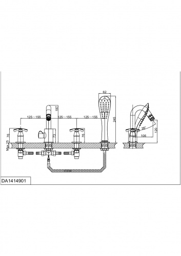 Смеситель для ванны D&K Hessen Lorsch (DA1414901) фото 2